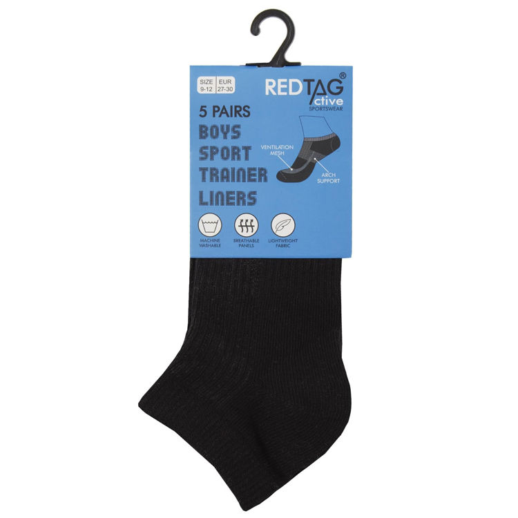 Picture of 42B714-5 PACK ANKLE BLACK SPORT TRAINER LINERS - RED TAG